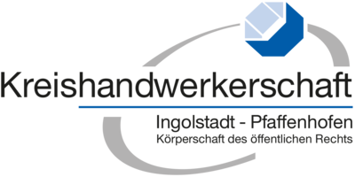 Abbildung Logo Kreishandwerkerschaft mit grauem Kreis und blauem Sechseck
